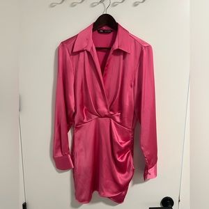 Zara pink silk dress